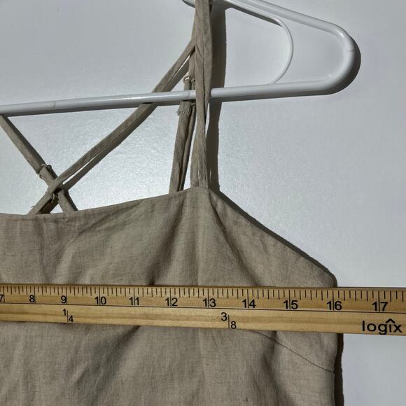 H&M Linen Cotton Blend Beige Strappy Dress Summer Casual Womans Size Small NWT - Picture 5 of 6